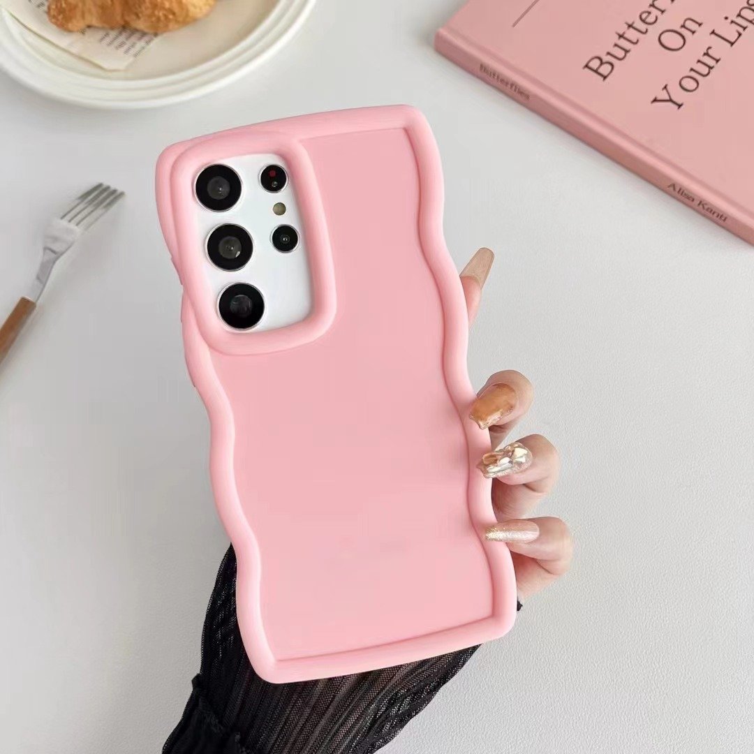 Cute Curly Wave Frame Shape Wavy Phone Cases For Samsung Galaxy A05 A15 A25 A35 A55 4G 5G Silicone Tpu Mobile Phone Case