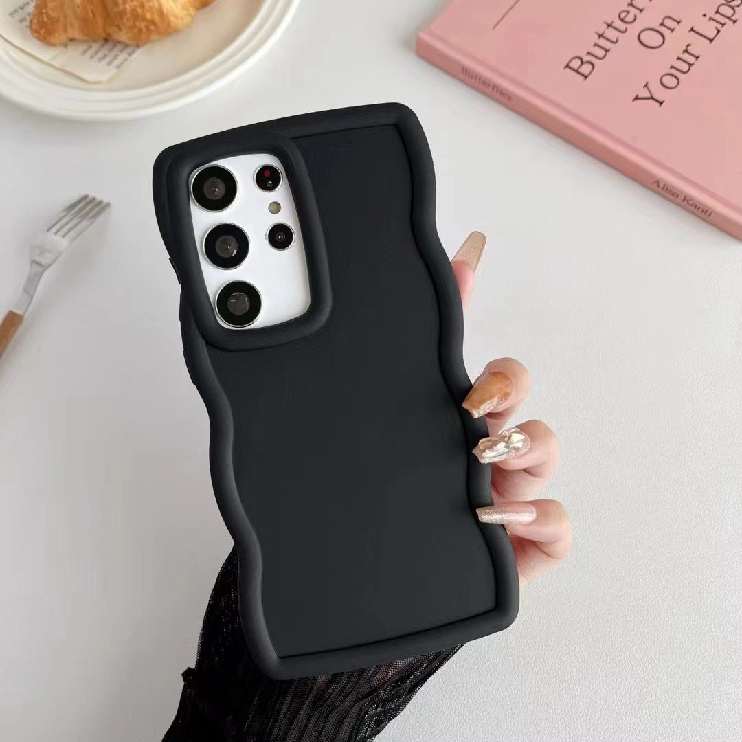 Cute Curly Wave Frame Shape Wavy Phone Cases For Samsung Galaxy A05 A15 A25 A35 A55 4G 5G Silicone Tpu Mobile Phone Case