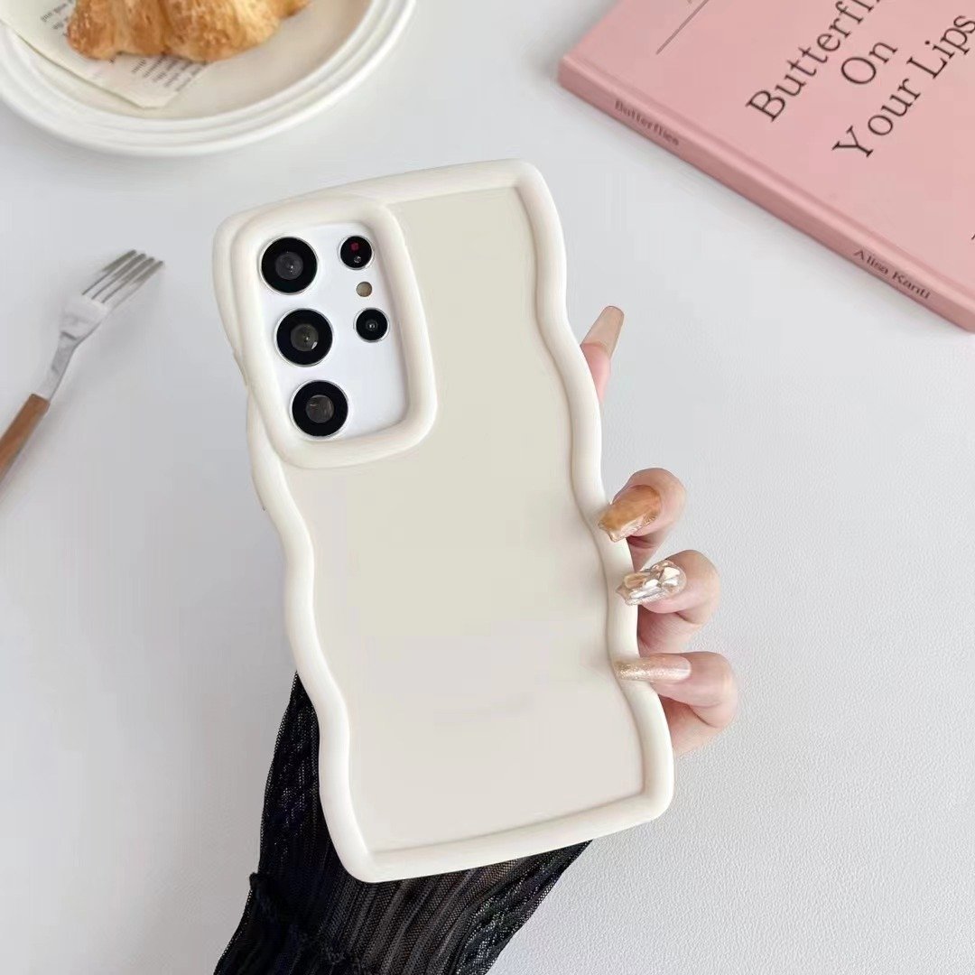 Cute Curly Wave Frame Shape Wavy Phone Cases For Samsung Galaxy A05 A15 A25 A35 A55 4G 5G Silicone Tpu Mobile Phone Case