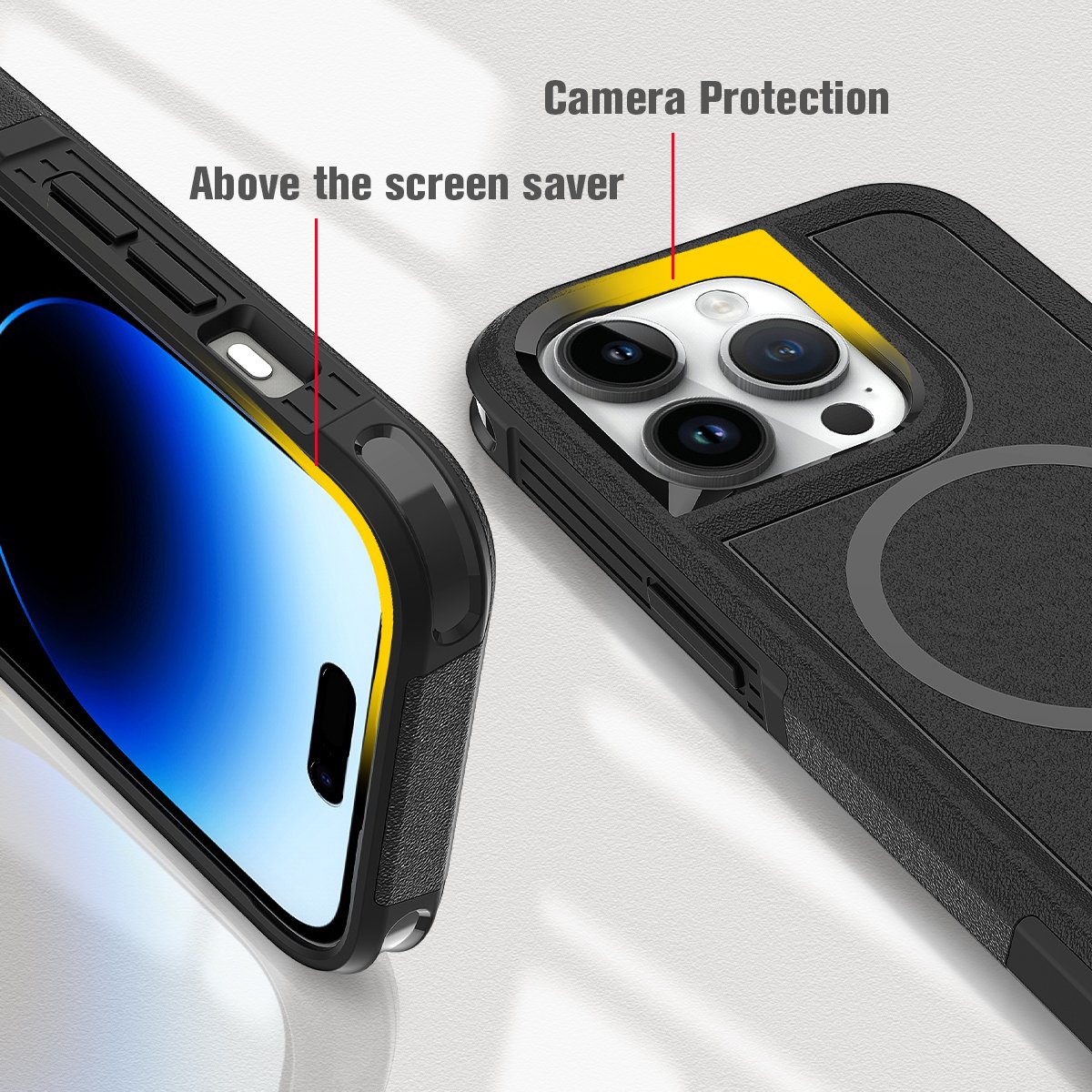 Magnet Phone Case Armor Drop Resistance PC Shockproof Anti Fall Phone Cover Case for iPhone 15 Pro