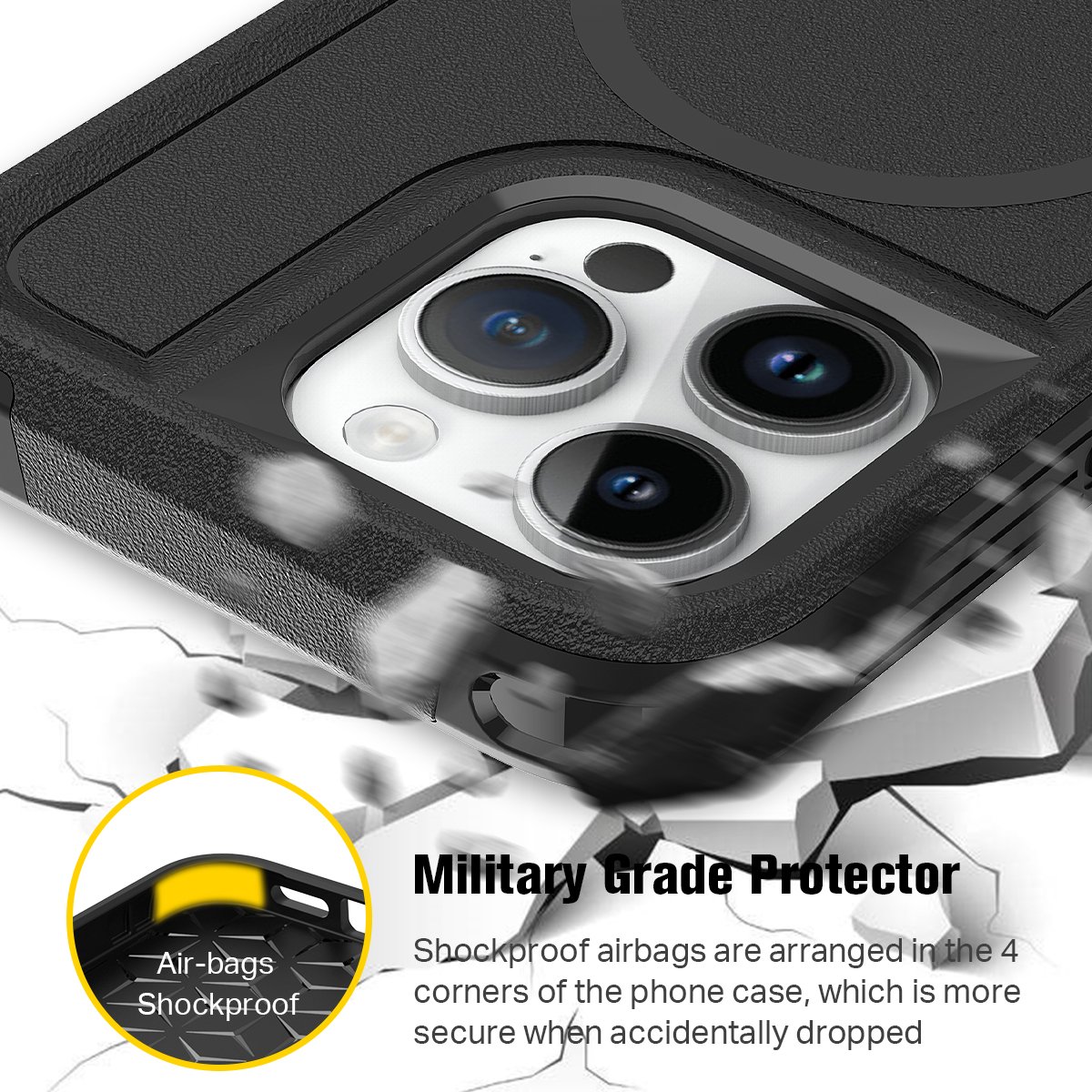 Magnet Phone Case Armor Drop Resistance PC Shockproof Anti Fall Phone Cover Case for iPhone 15 Pro