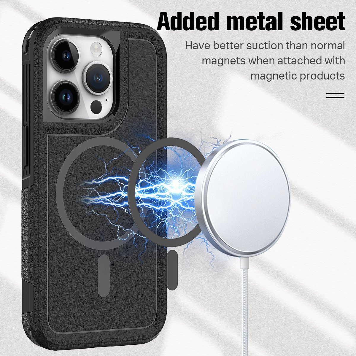 Magnet Phone Case Armor Drop Resistance PC Shockproof Anti Fall Phone Cover Case for iPhone 15 Pro