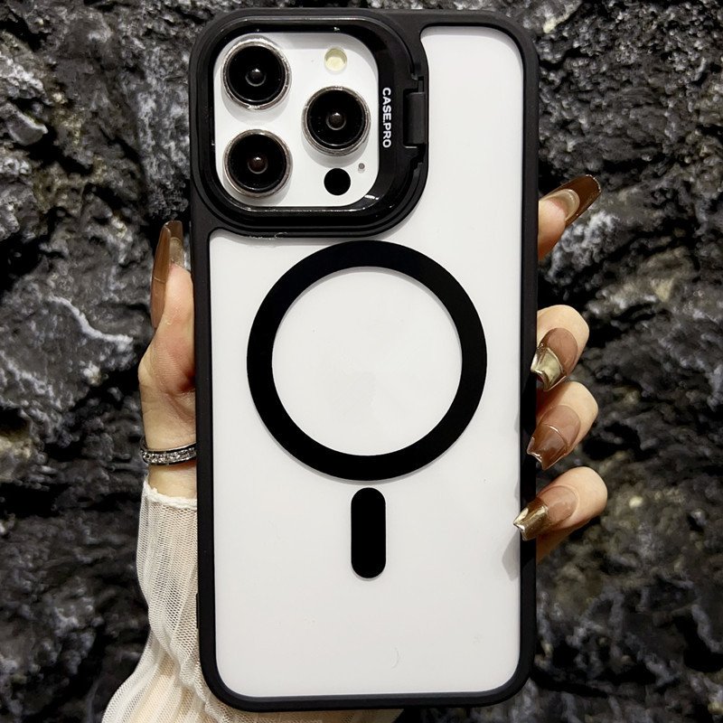 Mobile phone case acrylic lens invisible bracket magnetic Transparent cover for iphone 16PROMAX protective cover