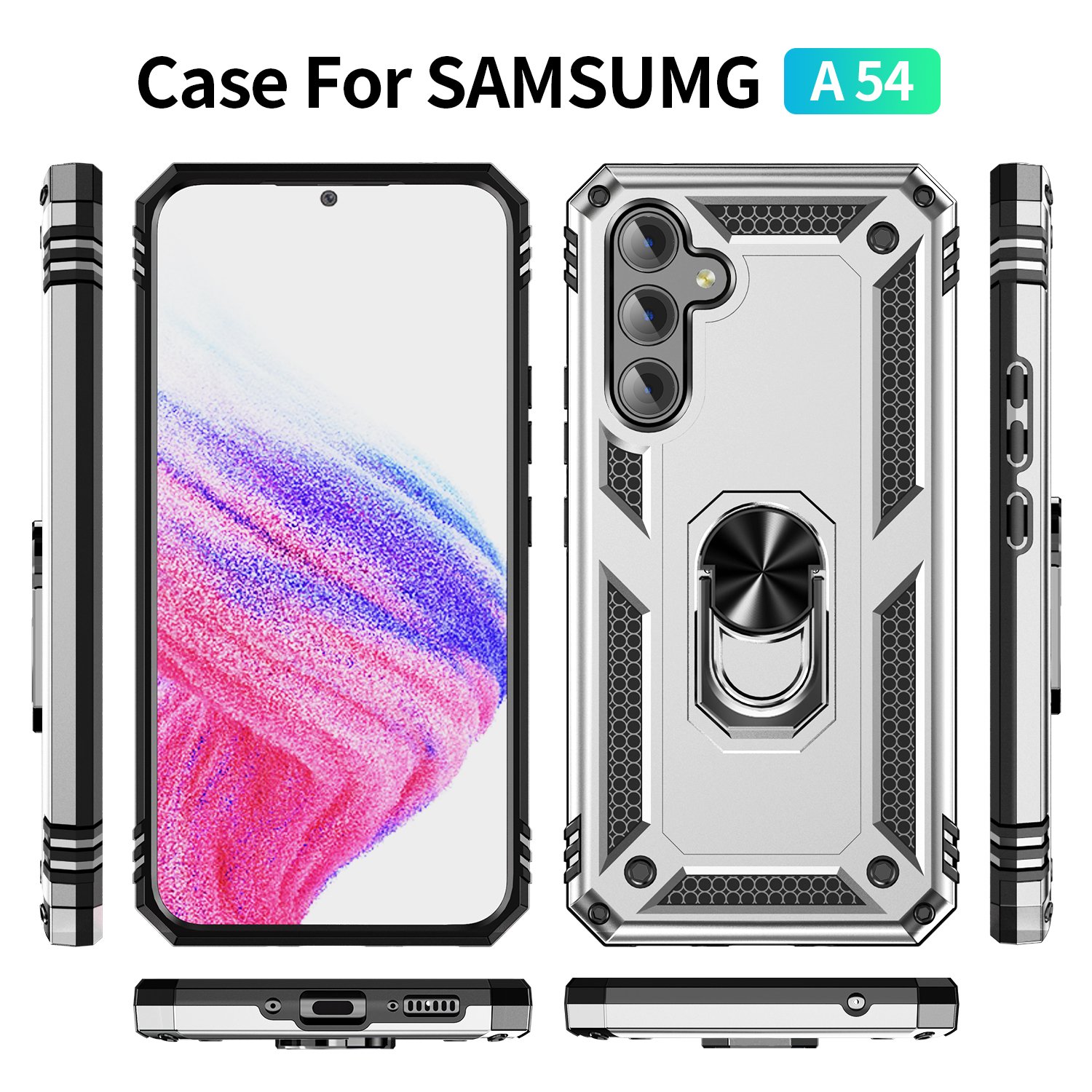 For Samsung Galaxy A54 A34 Case Kickstand Armor Shockproof Full Protection Mobile Phone Armor Case for SM-A546 SM-A346