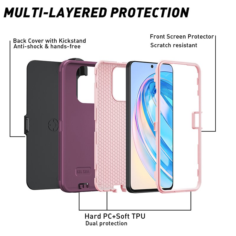 Phone Case Accessories 3 in 1 Defender Mobile Cover Phone Case For Honor X8A Magic 5 Lite With clip
