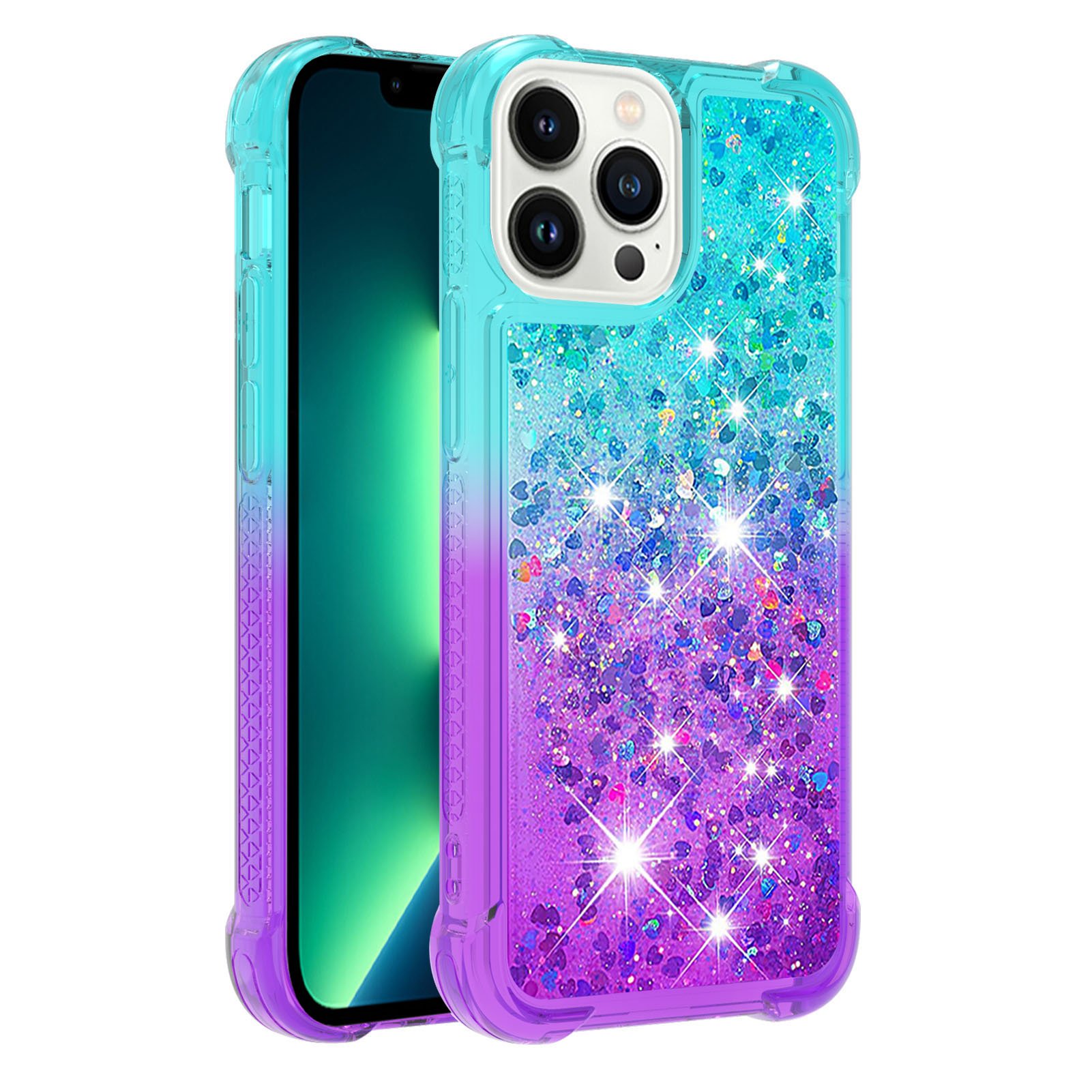 quicksand glitter luxury gradient case for iphone 15 14 pro max air cushion mobile phone cover for xiaomi 13 lite poco f5 pixel8