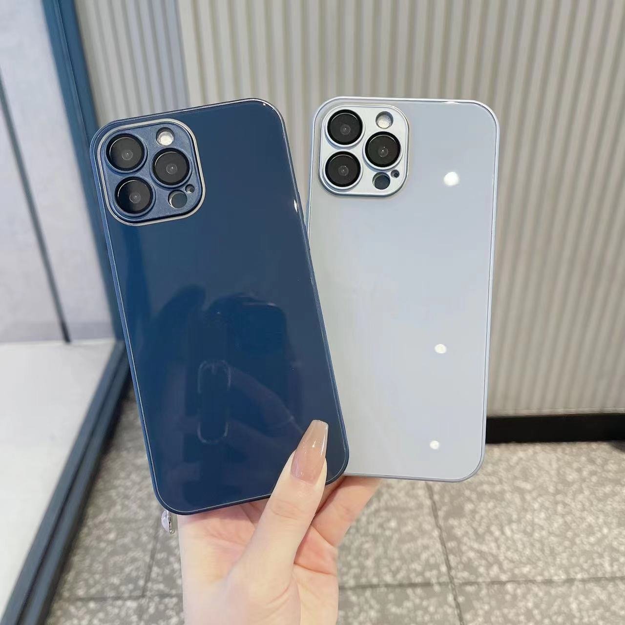 Antiman 2023 Liquid silica gel glass mobile phone cases Camera Protective mobile phone case For IPhone14 12 Promax with boxes