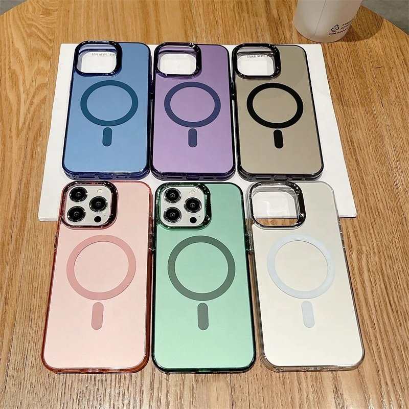 In Stock Wireless Charging IMD Electroplated Shockproof Magnetic Mobile Phone Case For iPhone 15 14 Pro Max 13 12 Pro Cover