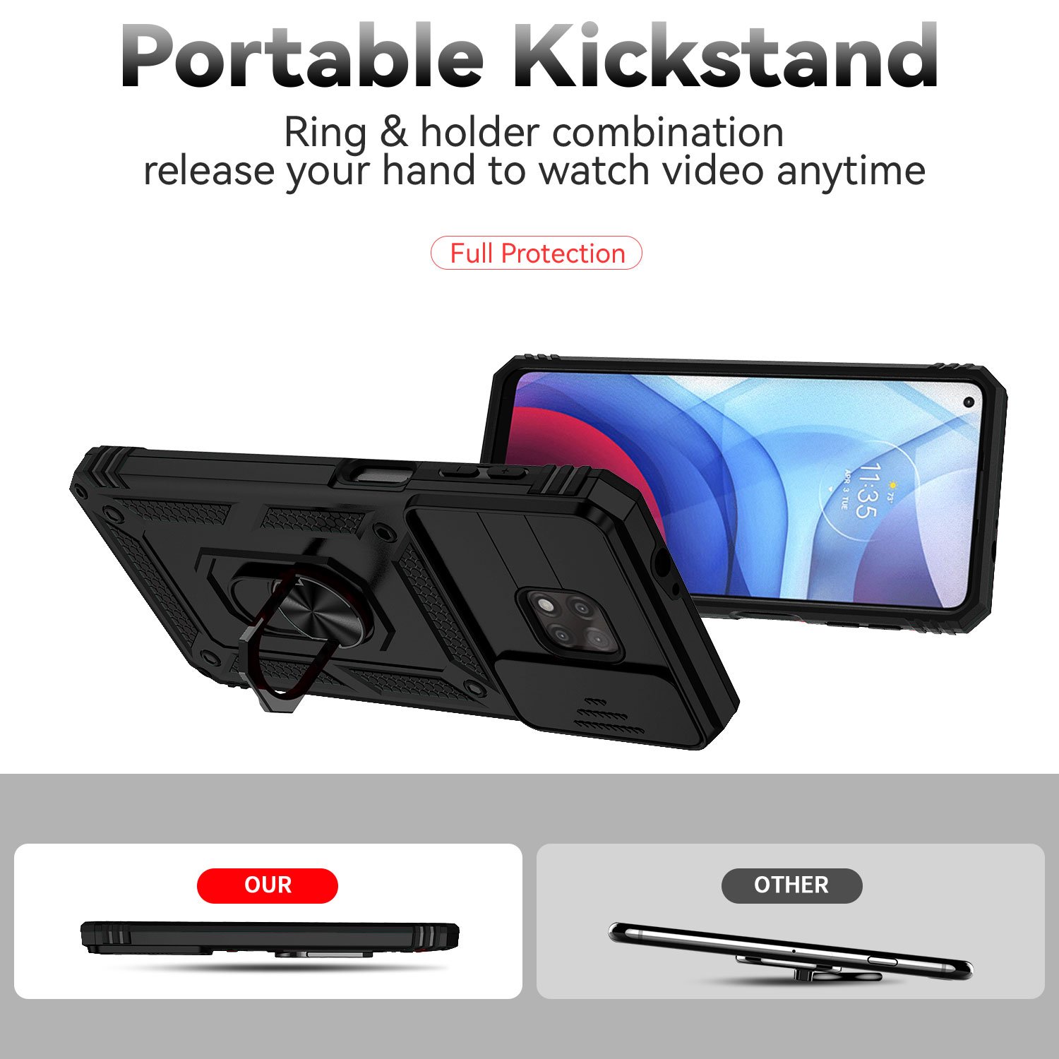 GSCASE 2 in1 Shockproof Ring Holder Phone Case Armor Back Cover Sports Mobile Phone Cases For moto g power 2021