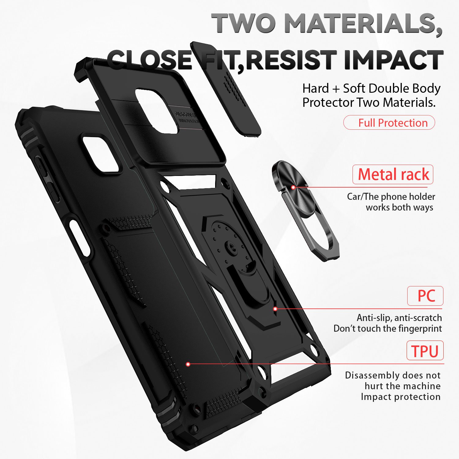 GSCASE 2 in1 Shockproof Ring Holder Phone Case Armor Back Cover Sports Mobile Phone Cases For moto g power 2021