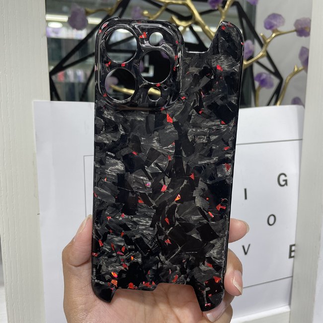 High-End Forged Pattern Carbon Fiber Phone Case for iPhone 15 Promax Gold Foil Protective Mobile Phone Case Personalized