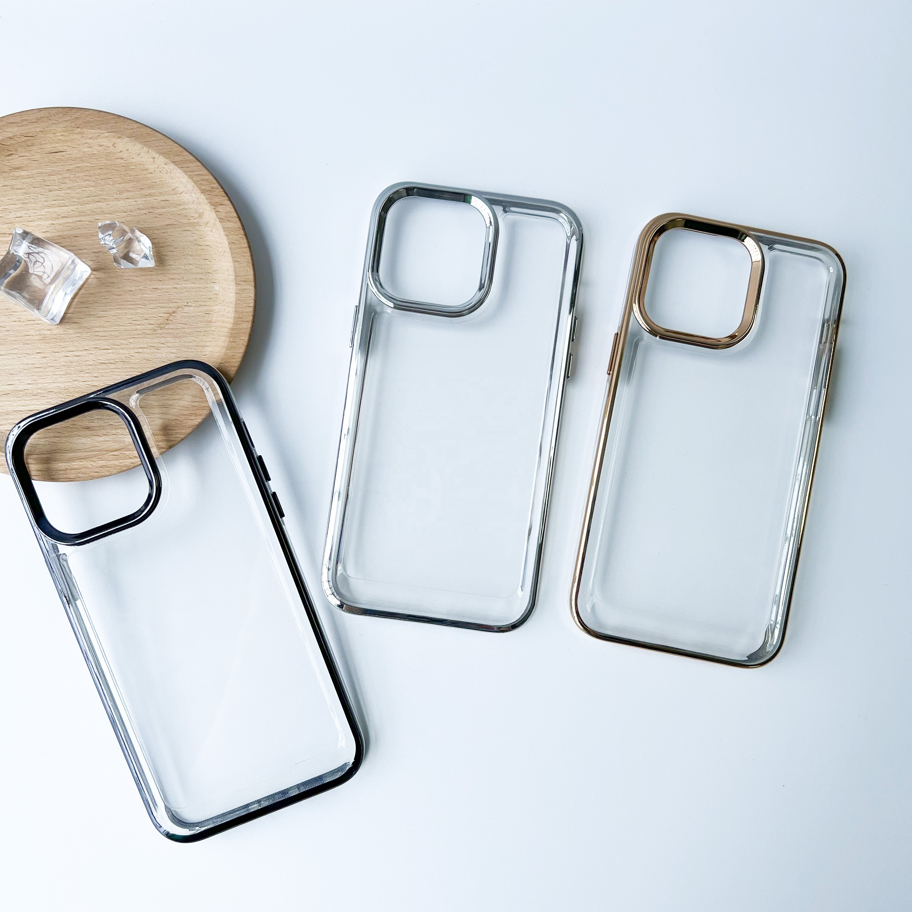 For iPhone 15 14 13 12 pro max mobile phone case Electroplated acrylic PC Internet celebrity phone case Transparent mobile case