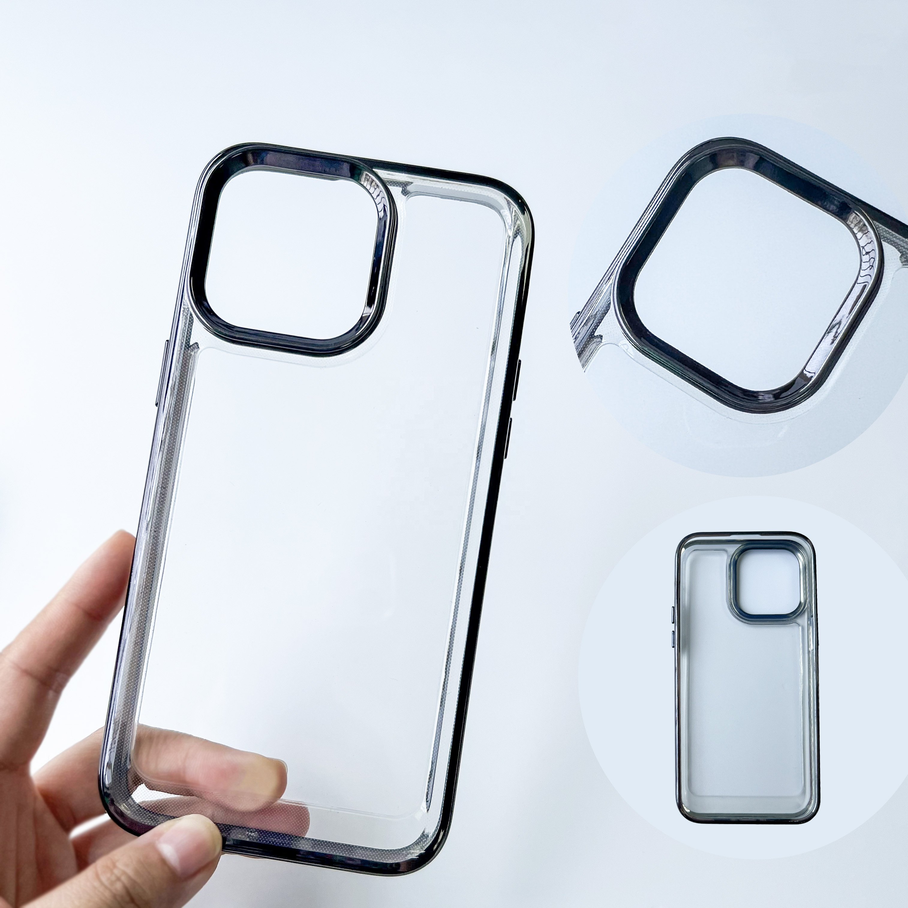 For iPhone 15 14 13 12 pro max mobile phone case Electroplated acrylic PC Internet celebrity phone case Transparent mobile case