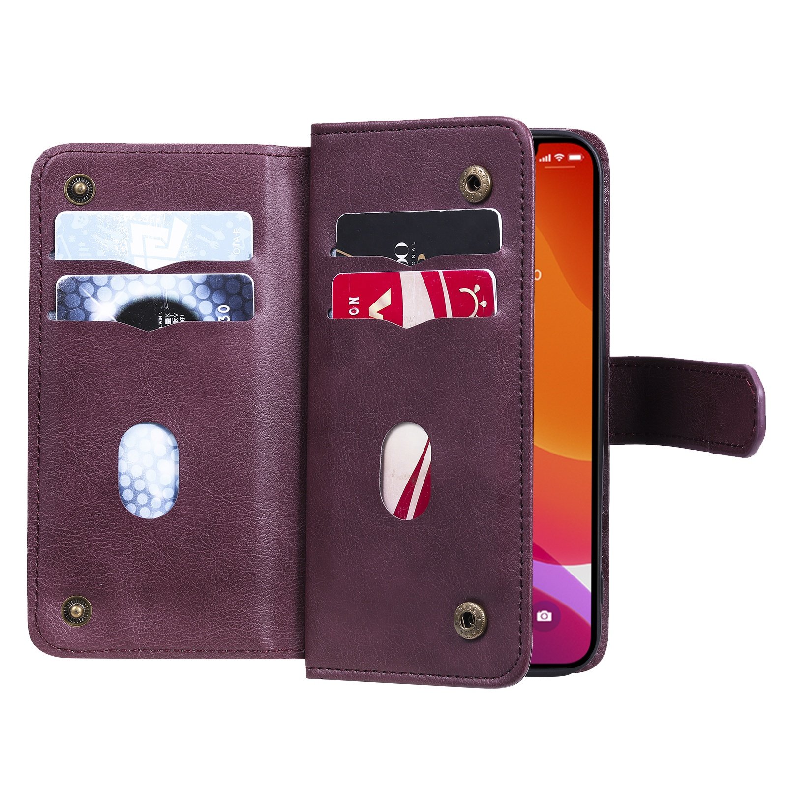 Business style leather scratchproof folding mobile phone card bags case for iPhone 14 13 13 pro 13 pro max