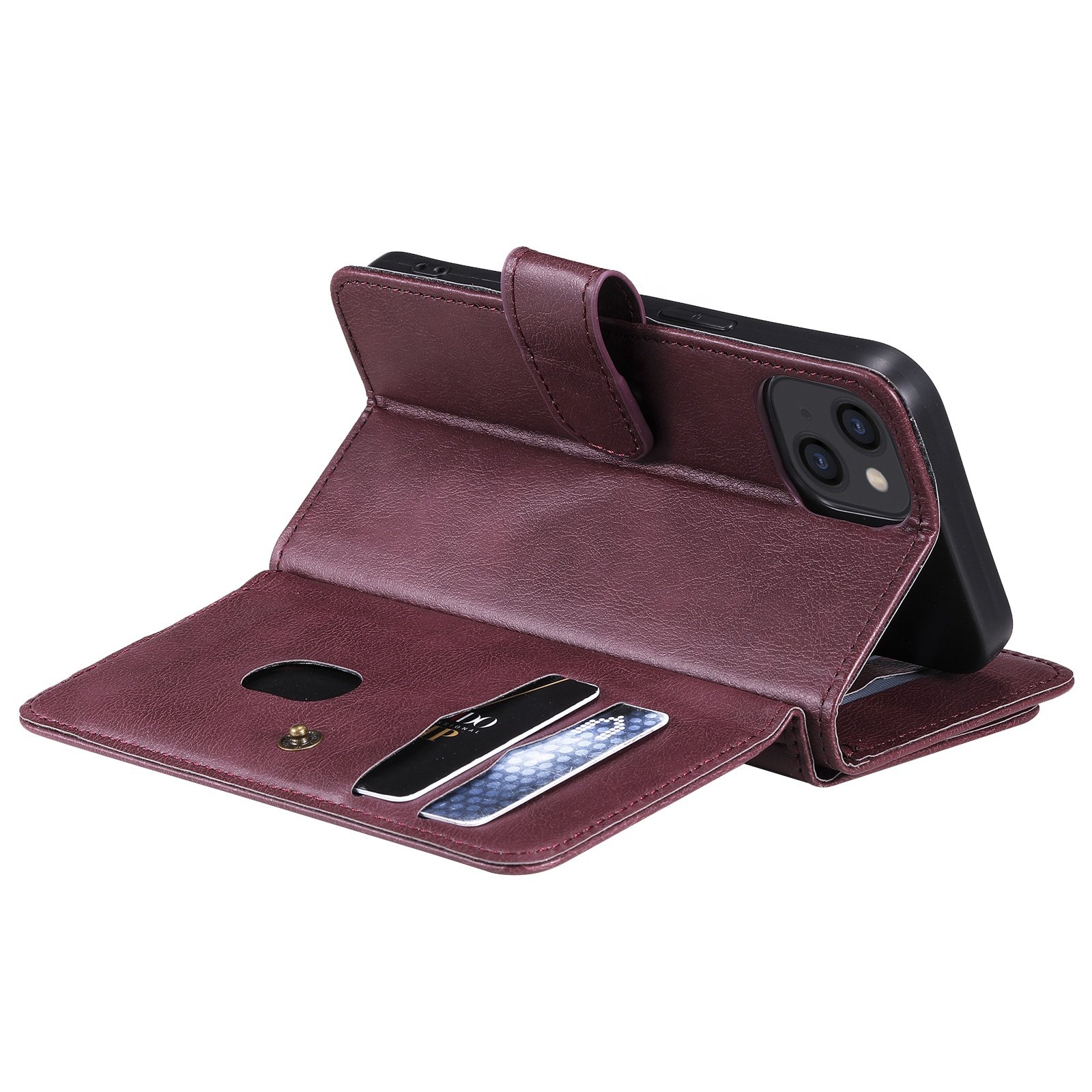 Business style leather scratchproof folding mobile phone card bags case for iPhone 14 13 13 pro 13 pro max