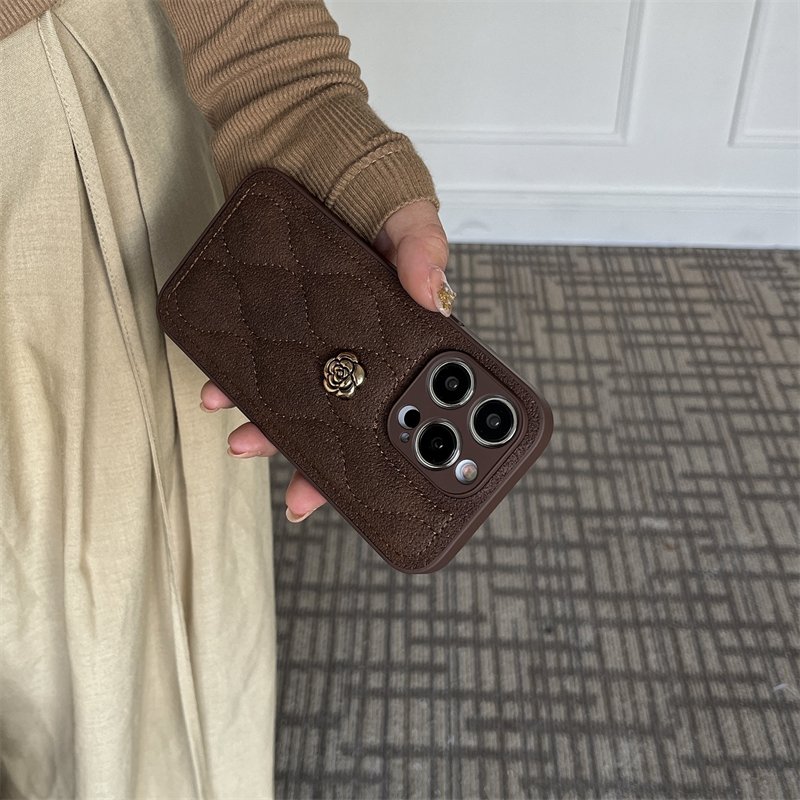 Dark brown down jacket camellia Case for iPhone 15 pro max case trending products 14 pro max 13 12 11 original protective cover