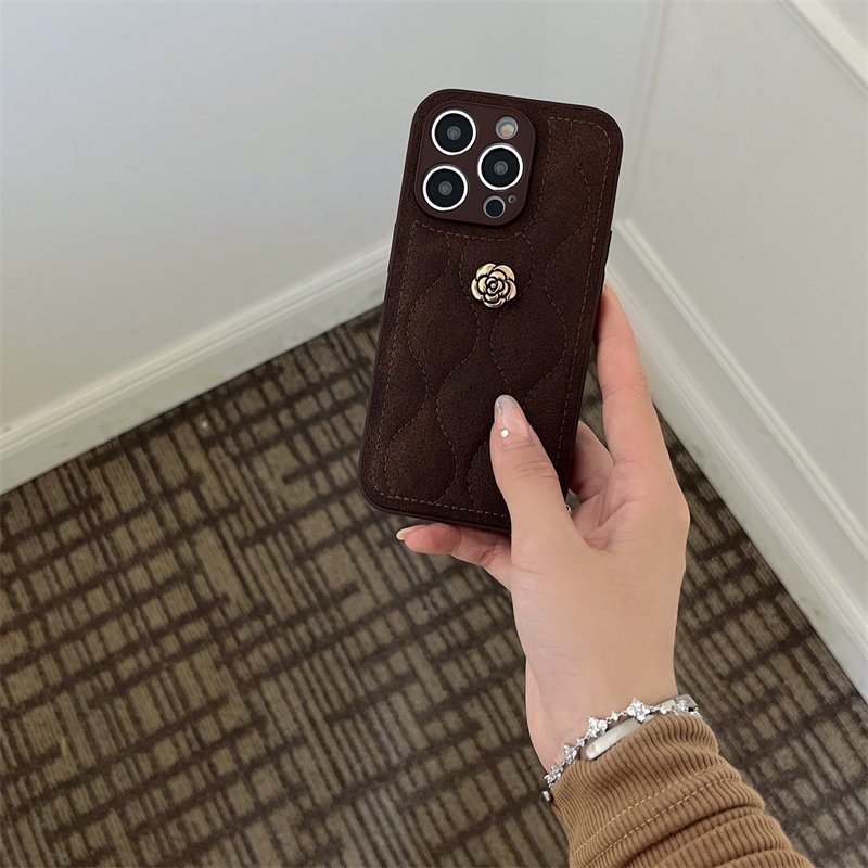 Dark brown down jacket camellia Case for iPhone 15 pro max case trending products 14 pro max 13 12 11 original protective cover