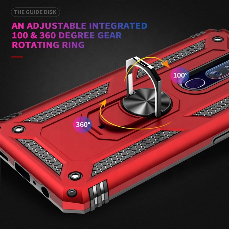 Factory Price Shockproof Armor holder F11 Pro Metal Ring Kickstand TPU PC Coque Mobile phone case back cover for oppo f11 pro