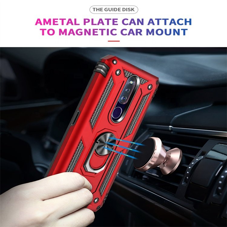 Factory Price Shockproof Armor holder F11 Pro Metal Ring Kickstand TPU PC Coque Mobile phone case back cover for oppo f11 pro