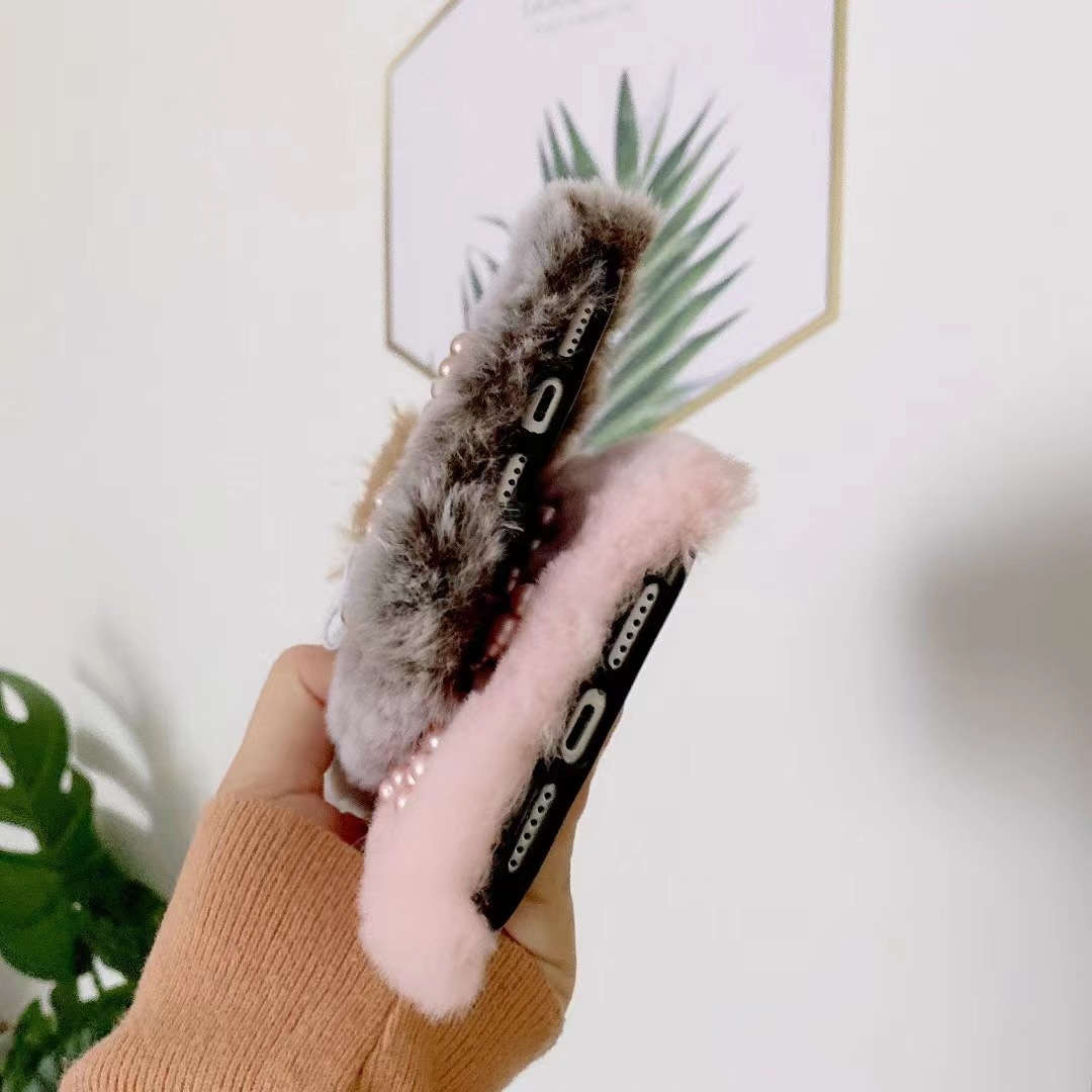 Wholesale new Pearl Rabbit fluff bow phone cover Premium sensing phone case for Iphone 13/14/15 Pro Max Phone Accessories