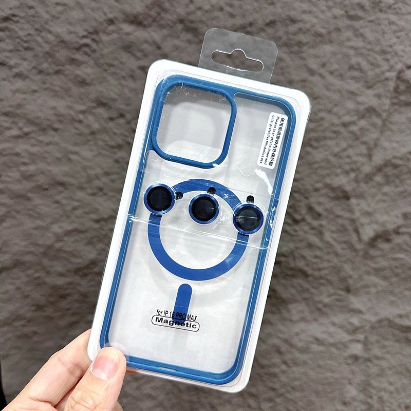 Luxury Frosted Acrylic Magnetic With Lens Film Protective Cover for iPhone 13 14 15 Pro max Transparent Mobile Phone Cases