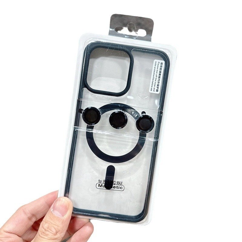 Luxury Frosted Acrylic Magnetic With Lens Film Protective Cover for iPhone 13 14 15 Pro max Transparent Mobile Phone Cases