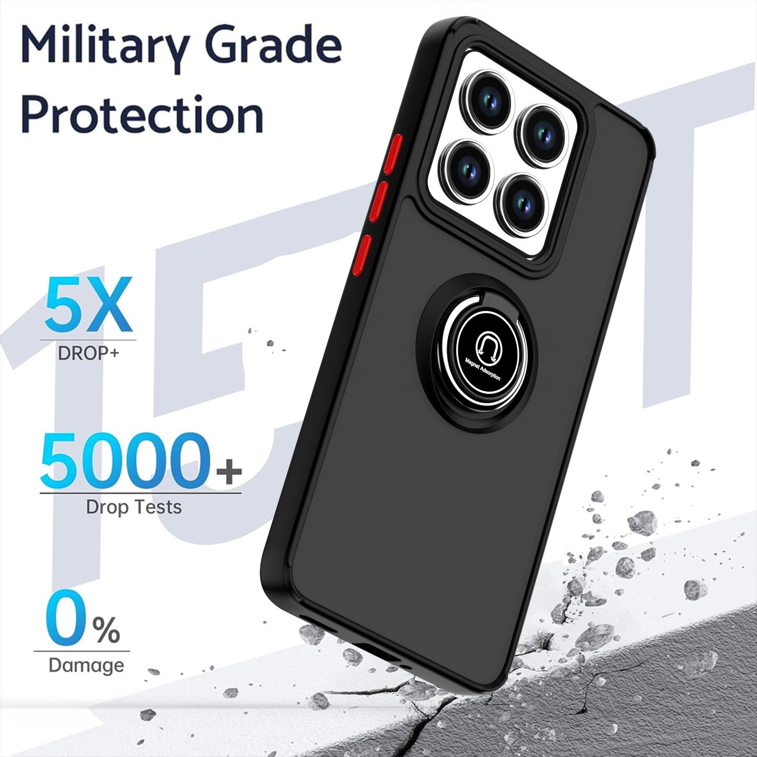 360 Rotation Matte Mobile Phone Cases For Xiaomi 14T PRO 14T 13T PRO 12T Shockproof Ring Kickstand Detachable Button Back Cover