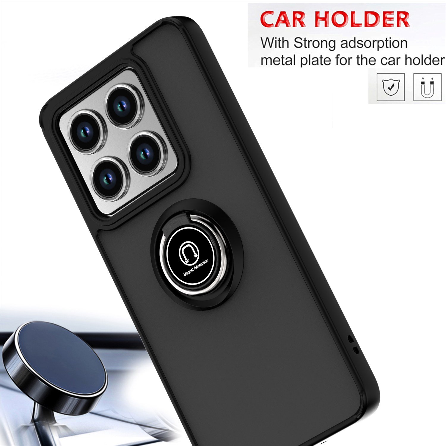 360 Rotation Matte Mobile Phone Cases For Xiaomi 14T PRO 14T 13T PRO 12T Shockproof Ring Kickstand Detachable Button Back Cover