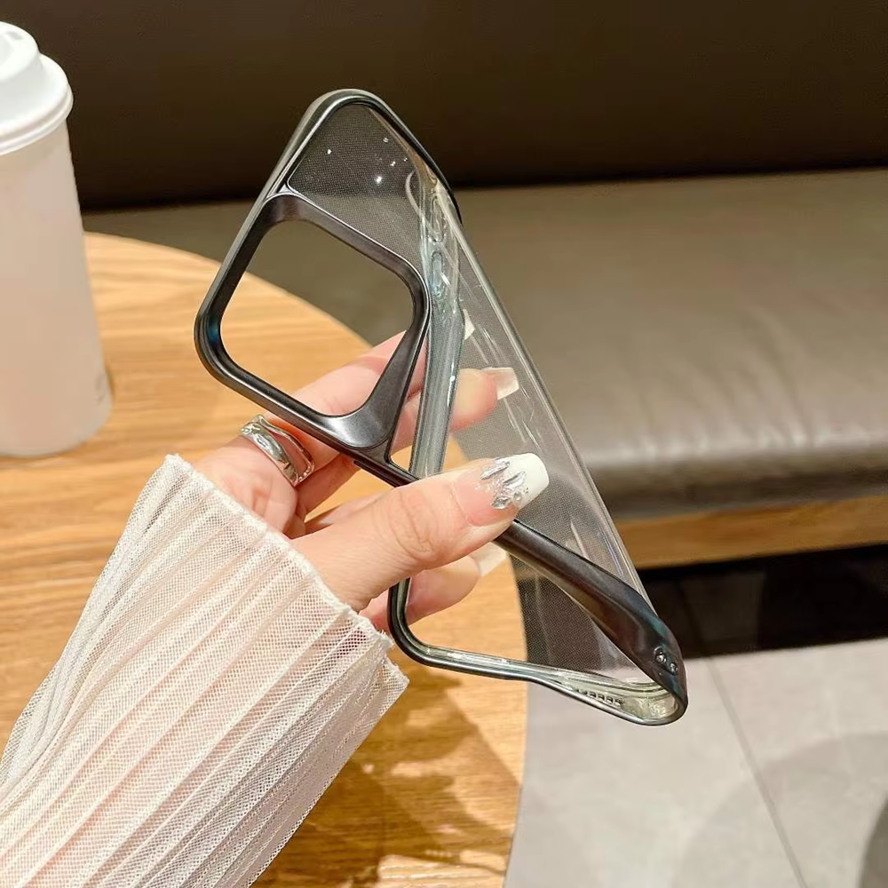 Simple Clear Transparent Blade Design Mobile Phone Cases For Iphone 15 14 Pro Max Shockproof Plated Cover For All Model