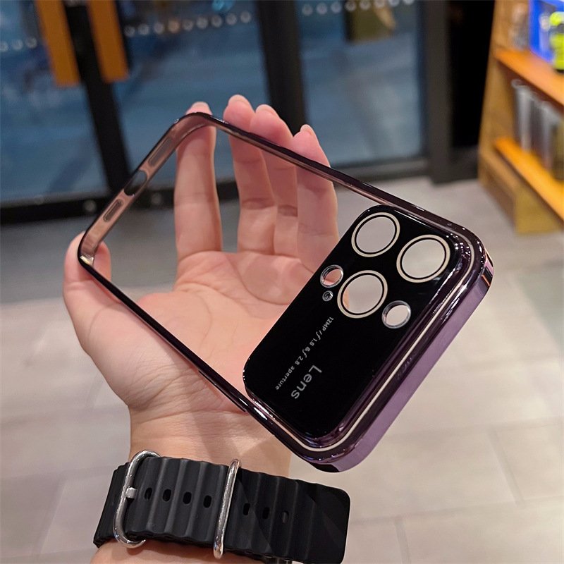 Transparent PC Ultra Shockproof Glass Camera Lens Electroplating Protection Phone Case for iPhone 14 13 12 Pro Max