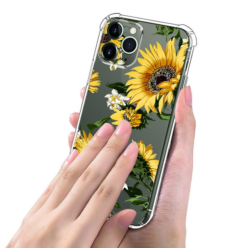 Airbags Shockproof Sunflower flower TPU Phone Case For iPhone 15 promax