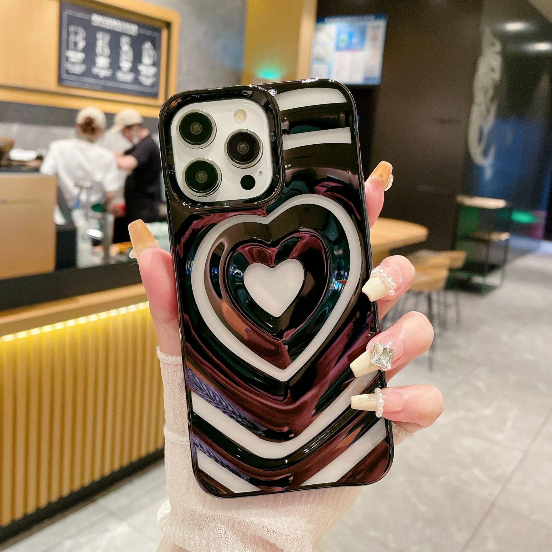 Heart Pattern Smartphone Mobile Cell Phone Cover Case for iphone 11 12 13 14 pro max 15 16 For Girls
