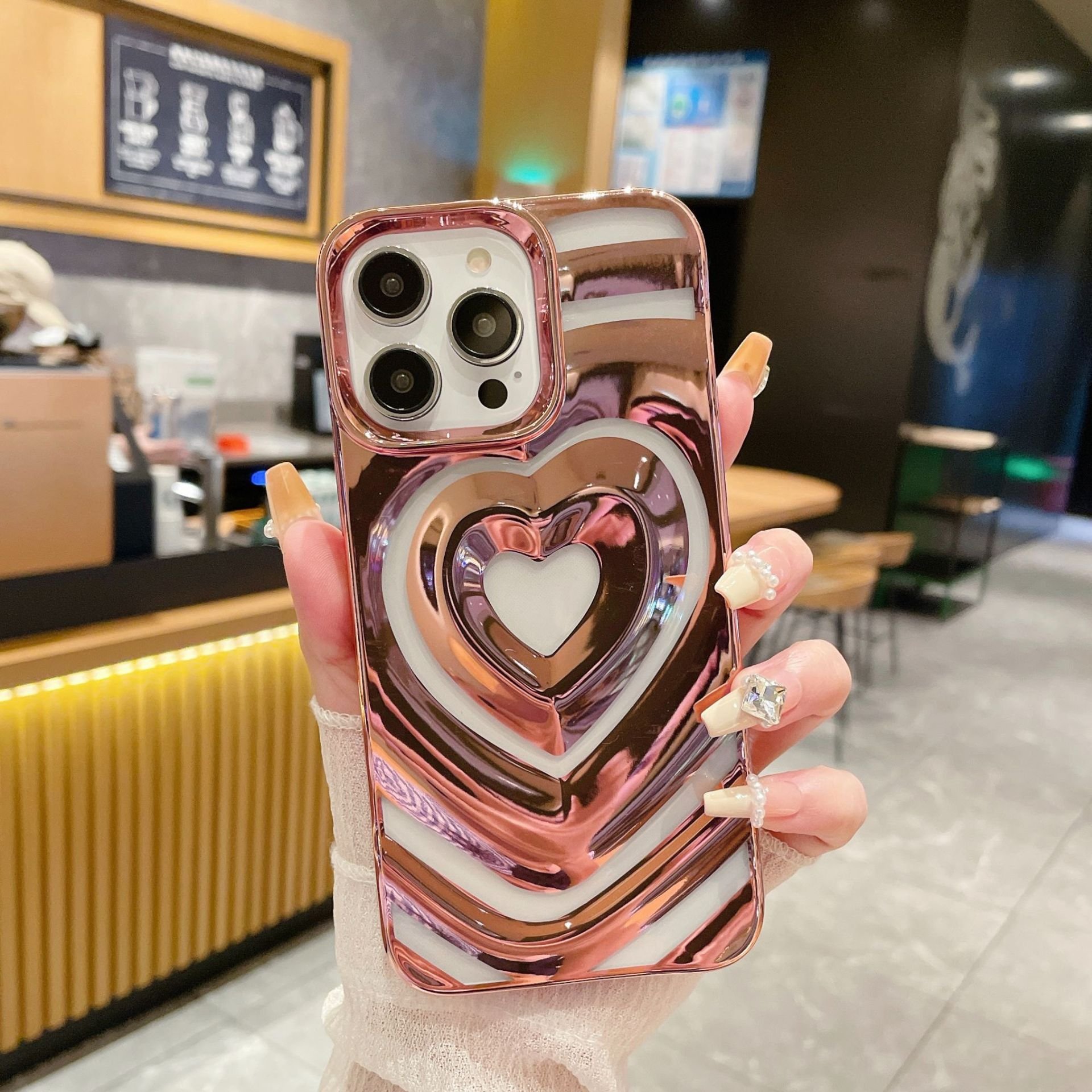 Heart Pattern Smartphone Mobile Cell Phone Cover Case for iphone 11 12 13 14 pro max 15 16 For Girls