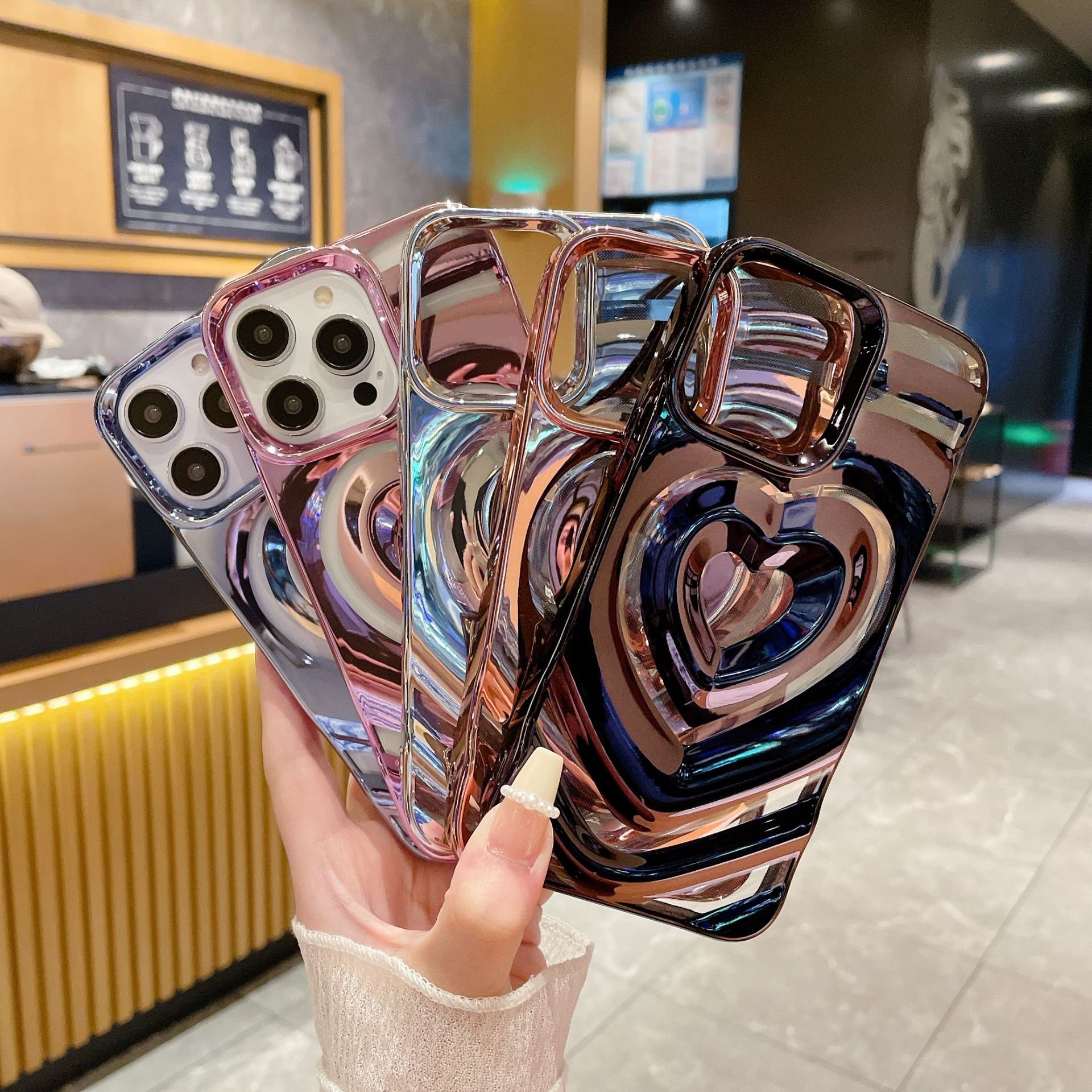 Heart Pattern Smartphone Mobile Cell Phone Cover Case for iphone 11 12 13 14 pro max 15 16 For Girls