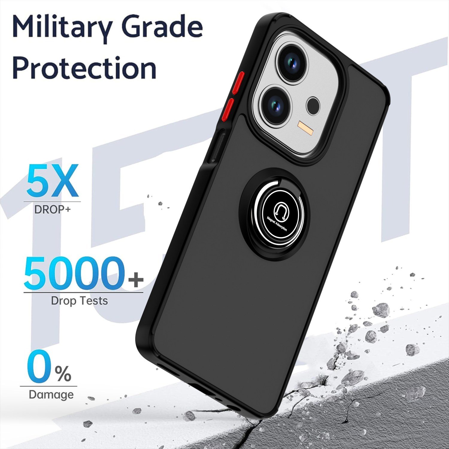 360 Rotation Matte Mobile Phone Cases For Motorola G35 G55 G85 G84 G54 G34 G24 G14 Full Body Shockproof Ring Kickstand Cover