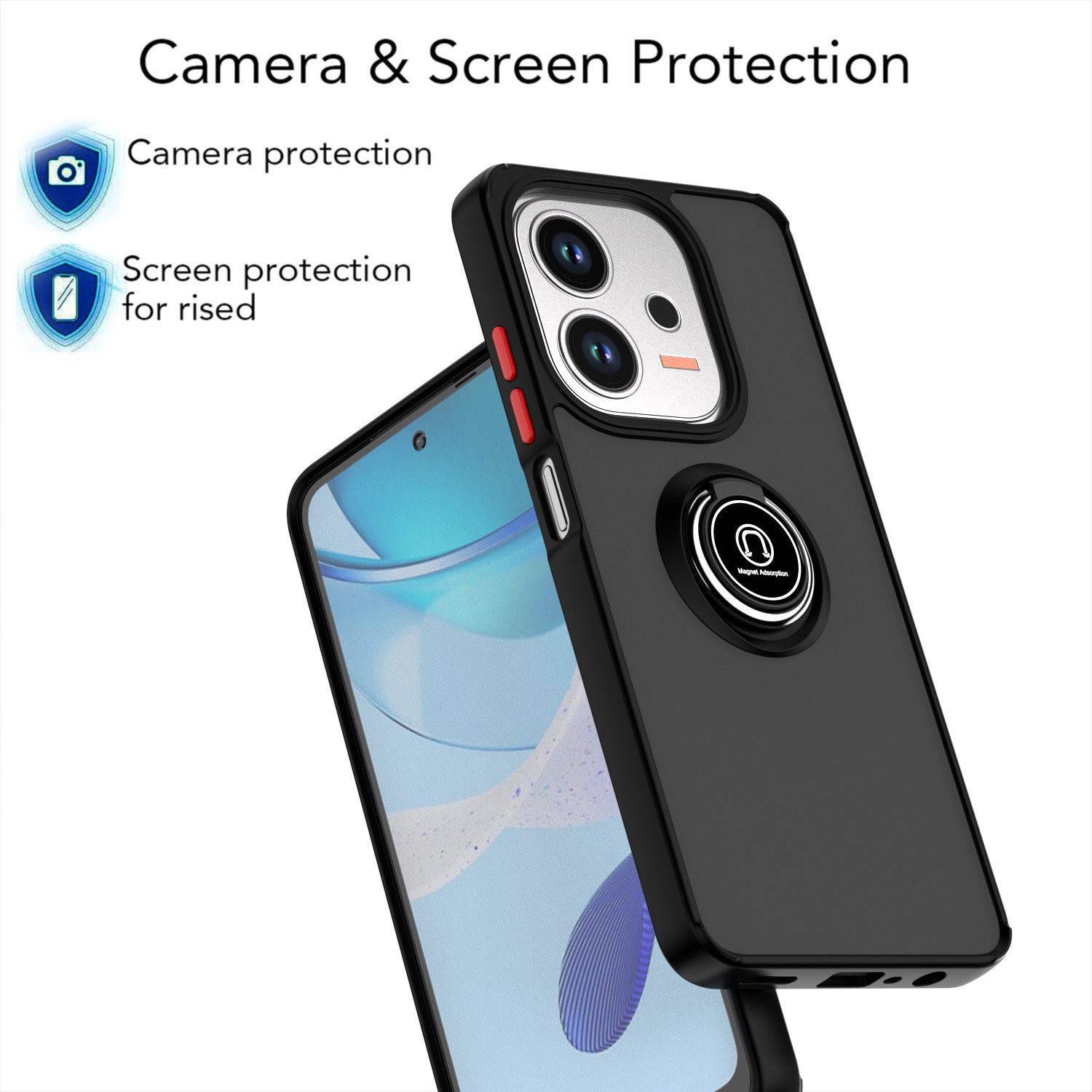 360 Rotation Matte Mobile Phone Cases For Motorola G35 G55 G85 G84 G54 G34 G24 G14 Full Body Shockproof Ring Kickstand Cover