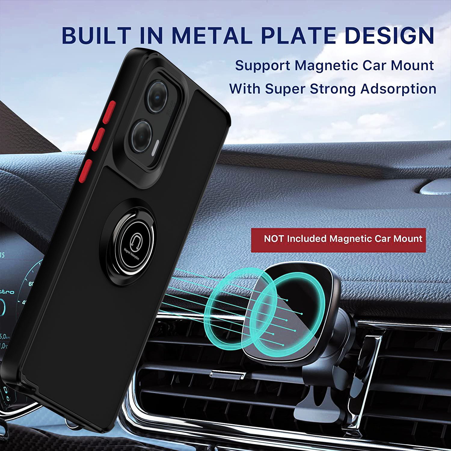 360 Rotation Matte Mobile Phone Cases For Motorola G35 G55 G85 G84 G54 G34 G24 G14 Full Body Shockproof Ring Kickstand Cover