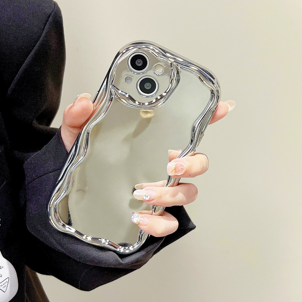 USLION Electroplate Silver Style Mobile Phone Case Phone Cover TPU Material Cell Phone Back Protective Case