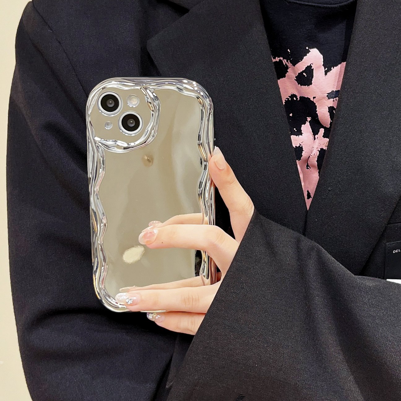 USLION Electroplate Silver Style Mobile Phone Case Phone Cover TPU Material Cell Phone Back Protective Case