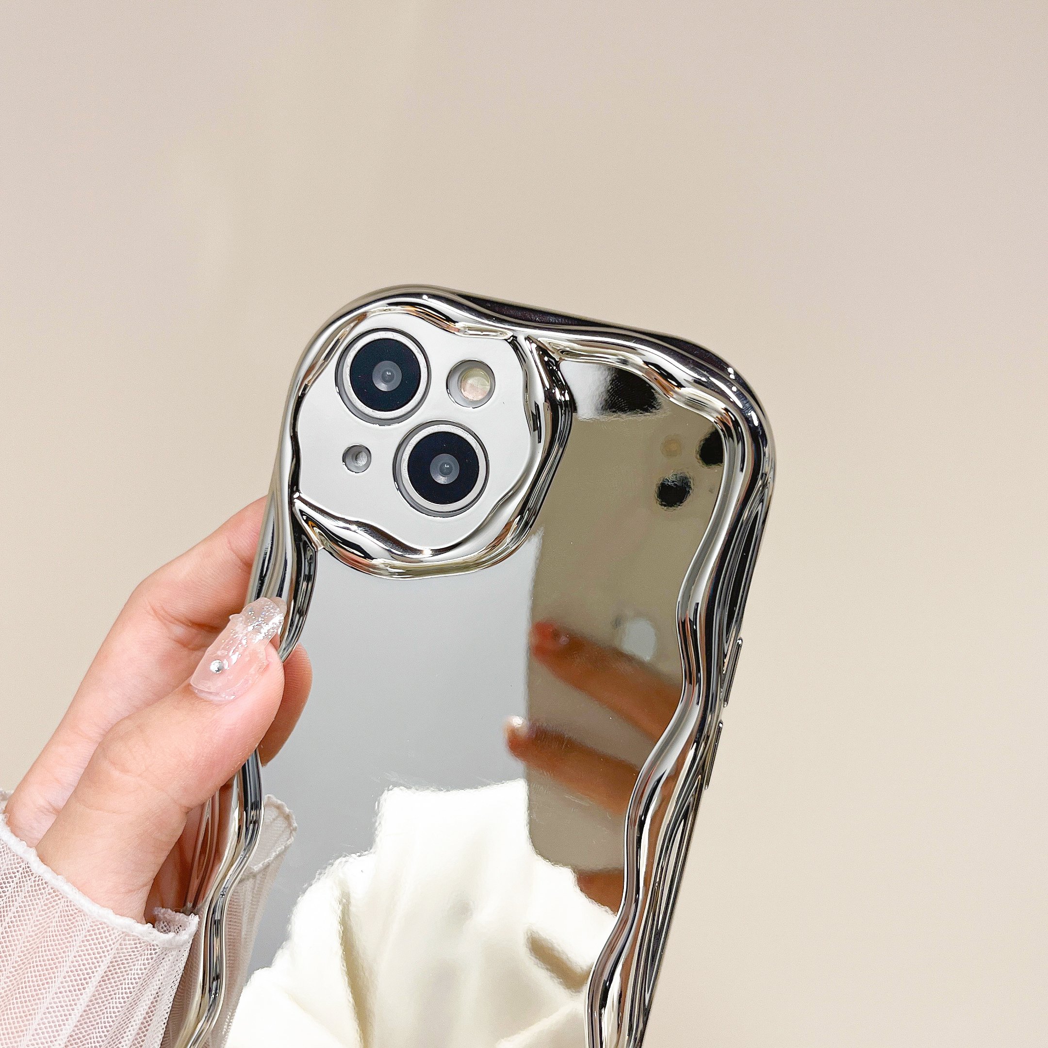 USLION Electroplate Silver Style Mobile Phone Case Phone Cover TPU Material Cell Phone Back Protective Case
