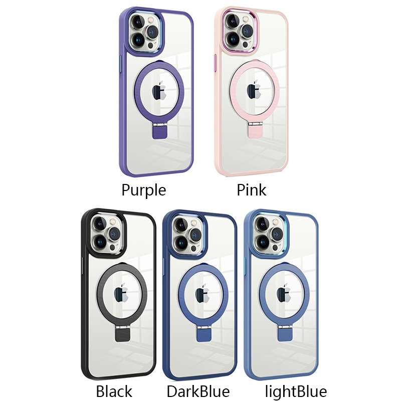 High quality for iPhone 14 15 case Metal Camera Ring Magnetic Holder Phone Case TPU PC Transparent Case For iPhone 15 14 Pro Max