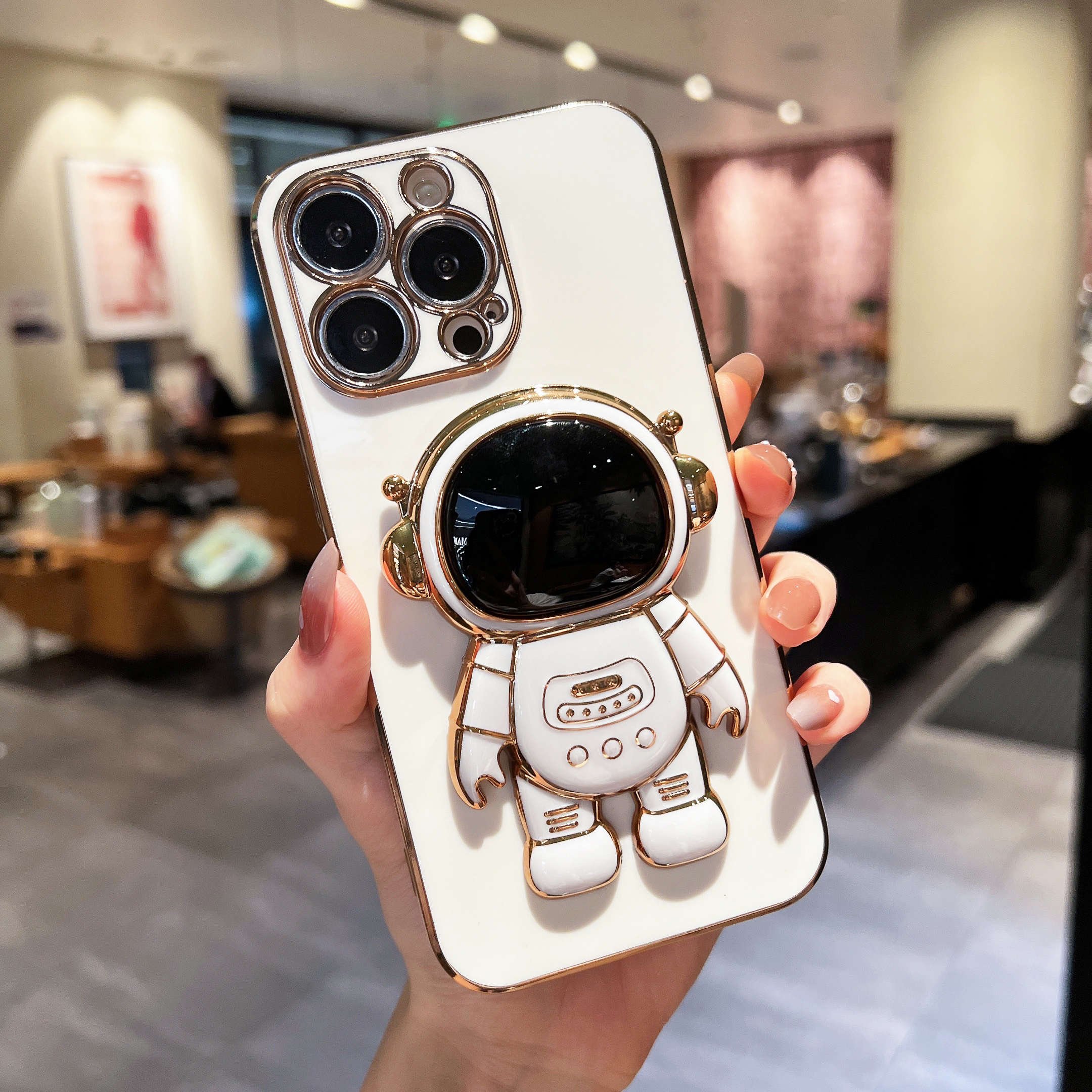 Astronaut-Inspired Foldable Phone Case for iPhone 11/12/13/14//15/Plus/Pro/Pro Max/7/8/XR/XS