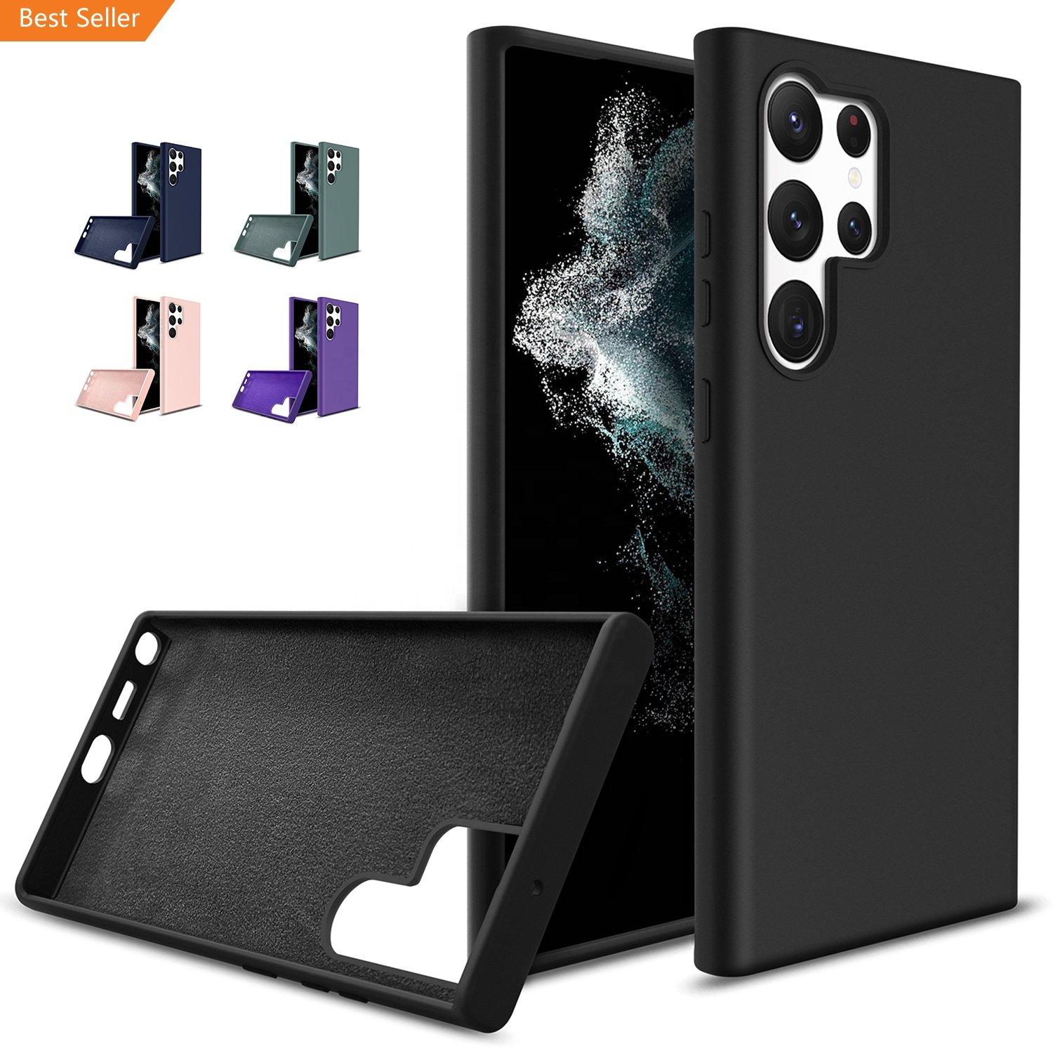 WOWCASE High Quality Microfibre Soft Touch Liquid Silicone Cover With Logo Mobile Phone Case For Samsung Galaxy S23plus S23Ultra