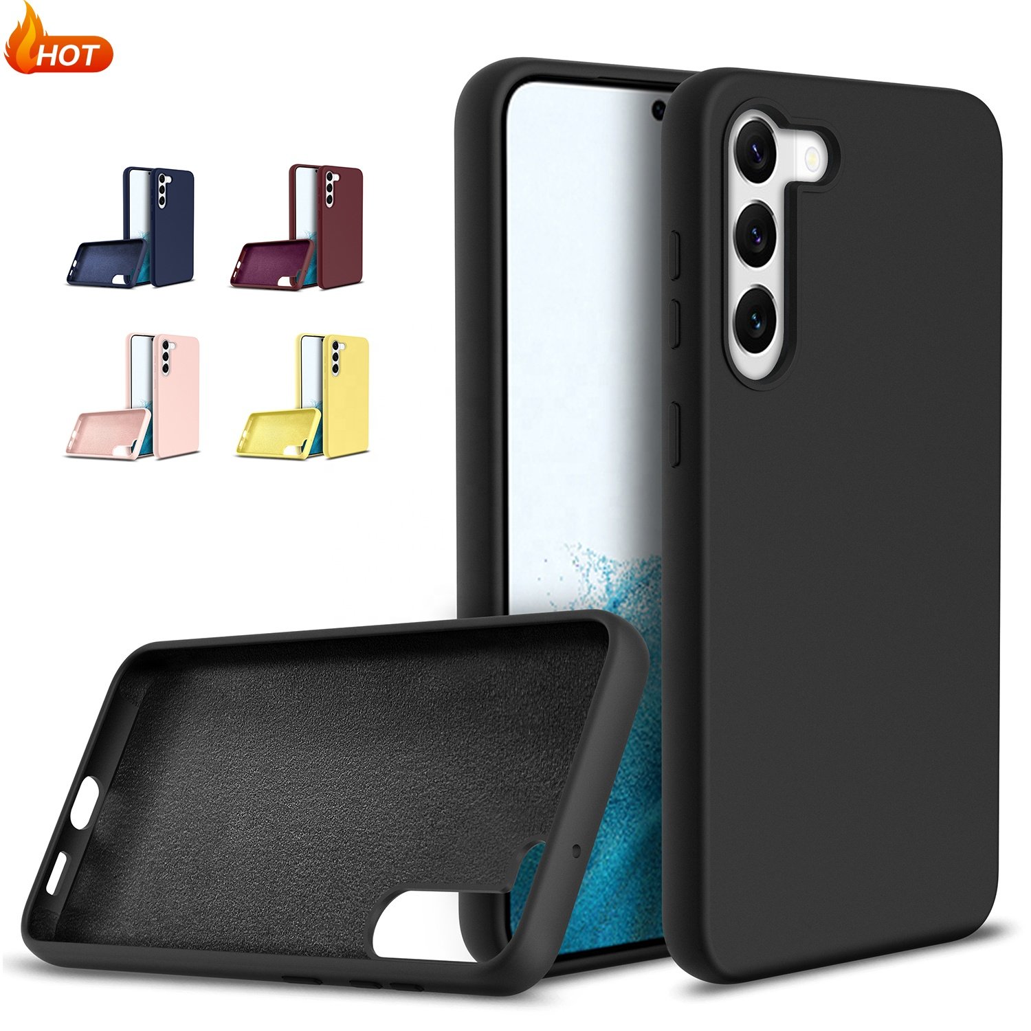 WOWCASE High Quality Microfibre Soft Touch Liquid Silicone Cover With Logo Mobile Phone Case For Samsung Galaxy S23plus S23Ultra