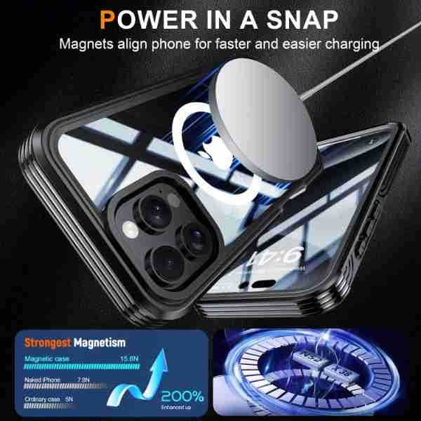 For iPhone 16 Plus Dust-proof Double slide Full Cover Protection Transparent Magnetic Mobile Phone Case for IPhone 16 pro max