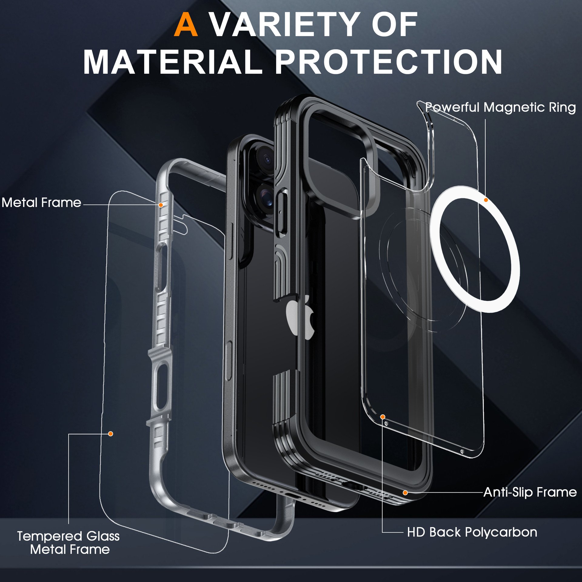 For iPhone 16 Plus Dust-proof Double slide Full Cover Protection Transparent Magnetic Mobile Phone Case for IPhone 16 pro max