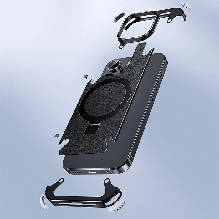 Customized Simple Protective Aluminum Case With Built In Stand Phone Cover For iphone 15 Pro Max