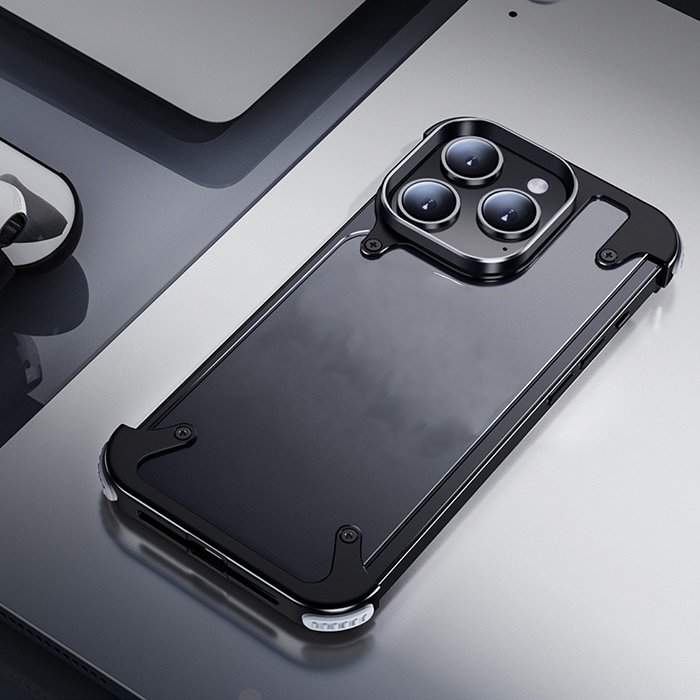 Customized Simple Protective Aluminum Case With Built In Stand Phone Cover For iphone 15 Pro Max