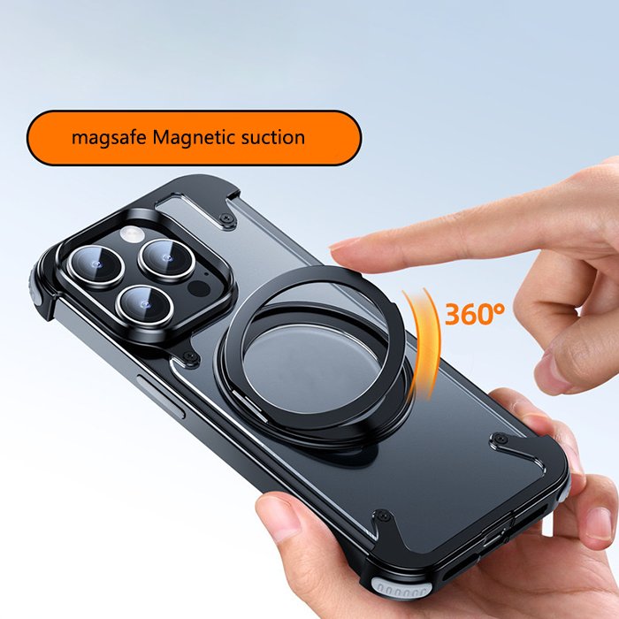 Customized Simple Protective Aluminum Case With Built In Stand Phone Cover For iphone 15 Pro Max