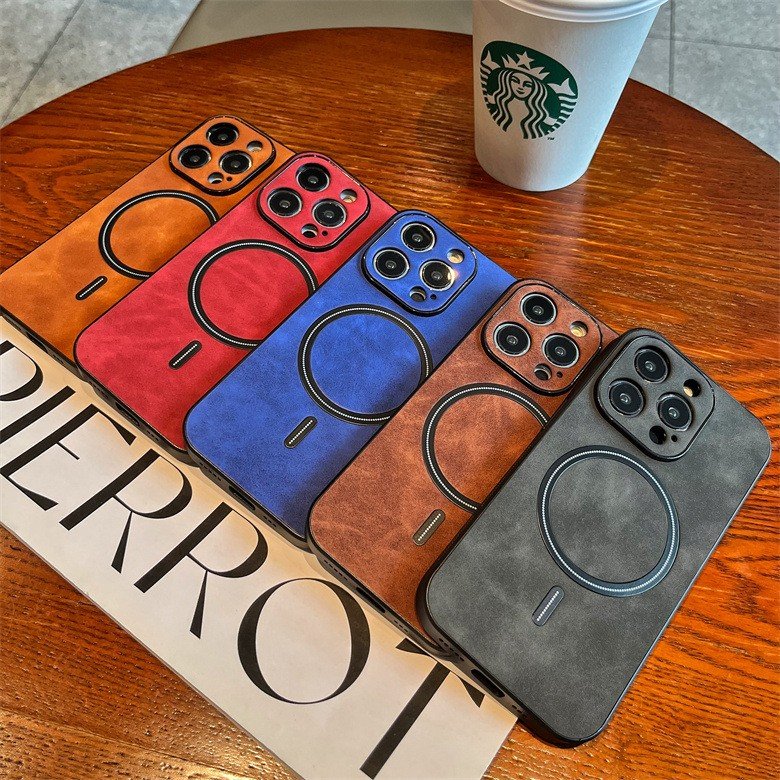 Magnetic wireless Phone Case For iPhone 15 Pro max 16 13 12 14 Plus mobile phone case 14 Pro Max leather back protective cover